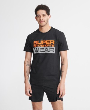 Superdry Streetsport Graphic Férfi Pólók Fekete | JTIVB7603